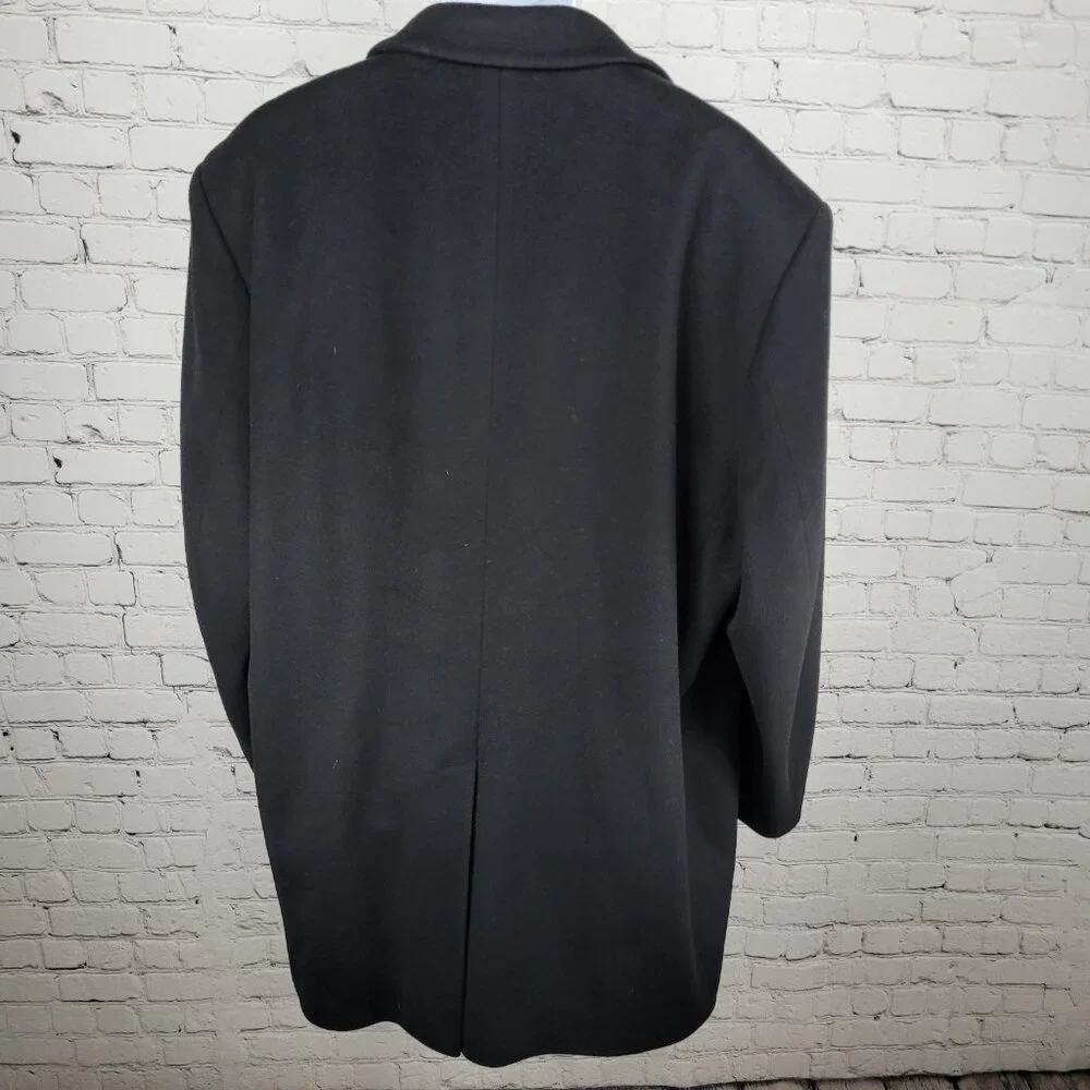 Daniel Cremieux Signature Collection Black 100% Wool Buttoned Over Coat Size XL